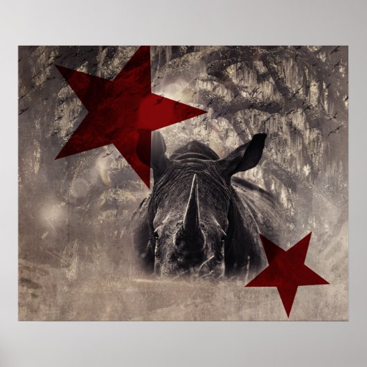 Poster rhino waterverf (Voorkant)