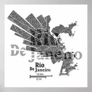 Poster Rio De Janeiro-kaart