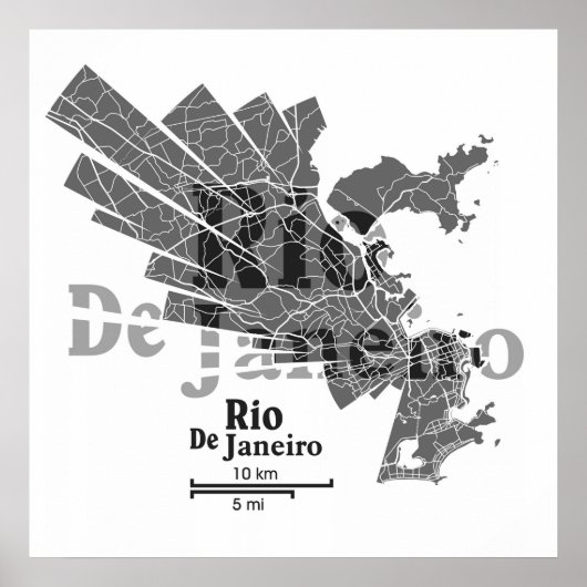 Poster Rio De Janeiro-kaart (Voorkant)