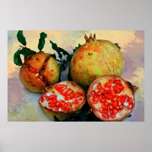 Poster Ripe Pomegranates Paint, effect (Voorkant)