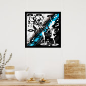 Poster Rock 'N' Roll Dance Music Blue (Keuken)