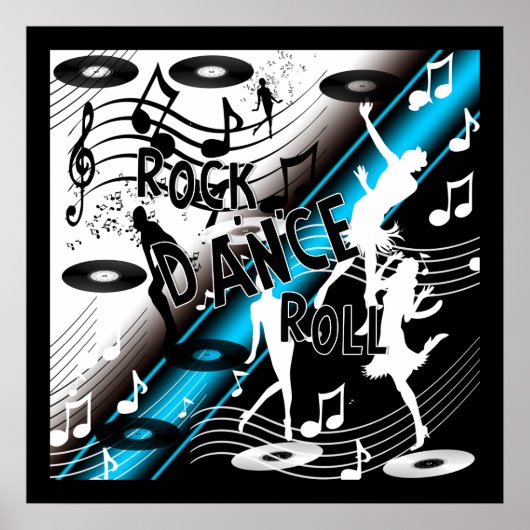 Poster Rock 'N' Roll Dance Music Blue (Voorkant)