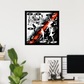 Poster Rock 'N' Roll Dance Music Red (Thuiskantoor)