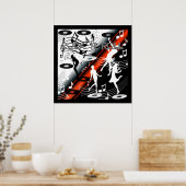 Poster Rock 'N' Roll Dance Music Red (Keuken)