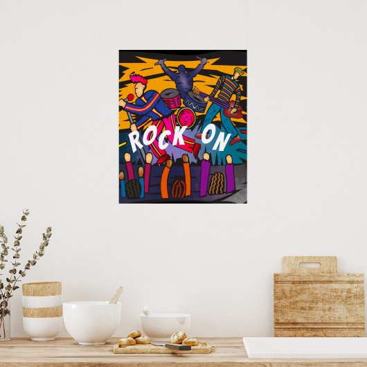 poster "Rock On" Band Concert Music Art (Keuken)