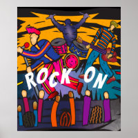 poster "Rock On" Band Concert Music Art
