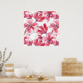 Poster Rode Bloemen (Keuken)