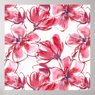 Poster Rode Bloemen