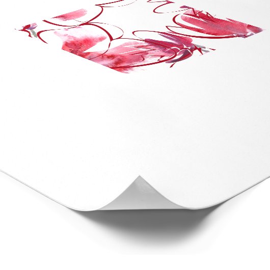 Poster Rode Bloemen (Hoek)