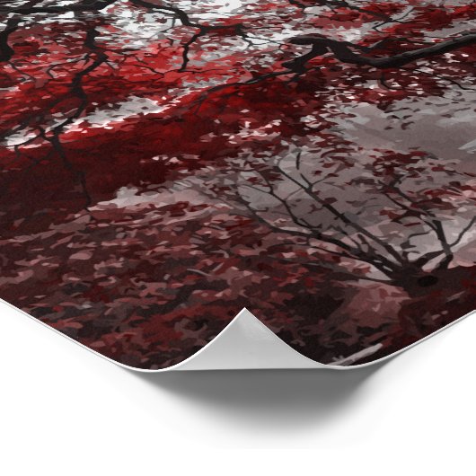 Poster Rode Cherry Blossom Tree (Hoek)