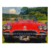 Poster Rode Corvette (Voorkant)
