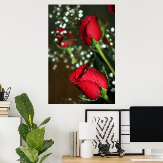 Poster rode rozen (Thuiskantoor)
