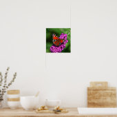 Poster rode vlinder en bloemen (Keuken)