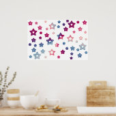 Poster rode witte en blauwe sterren (Keuken)