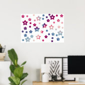 Poster rode witte en blauwe sterren (Thuiskantoor)