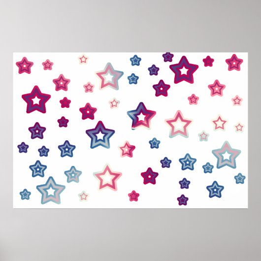 Poster rode witte en blauwe sterren (Voorkant)