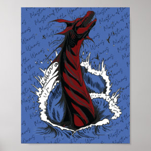 Poster Rode Zee Monster Slang Oceaan Golven