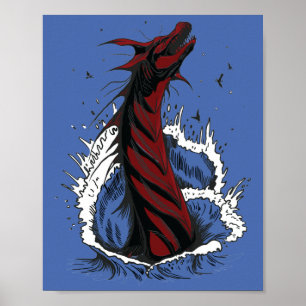 Poster Rode Zee Monster Slang Oceaan Golven