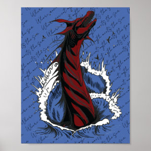Poster Rode Zee Monster Slang Oceaan Golven
