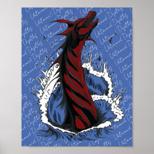 Poster Rode Zee Monster Slang Oceaan Golven