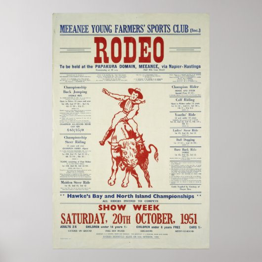  Poster Rodeo Nieuw-Zeeland (Voorkant)