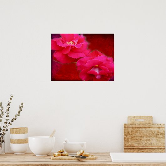 Poster romance en rode rozen (Keuken)