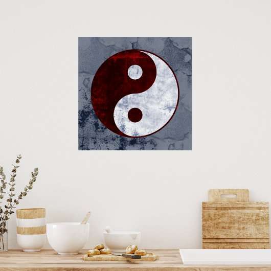 Poster rood en wit Yin Yang Symbol (Keuken)