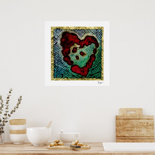 Poster - Rood inkt bloed hart (Keuken)