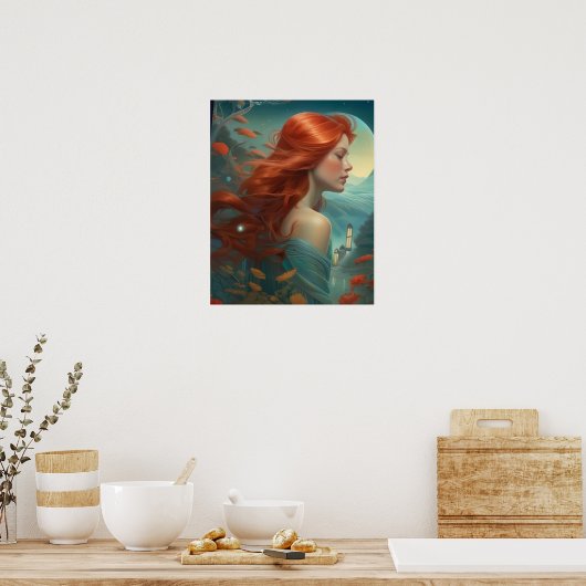 Poster - roodharige vrouw (Keuken)