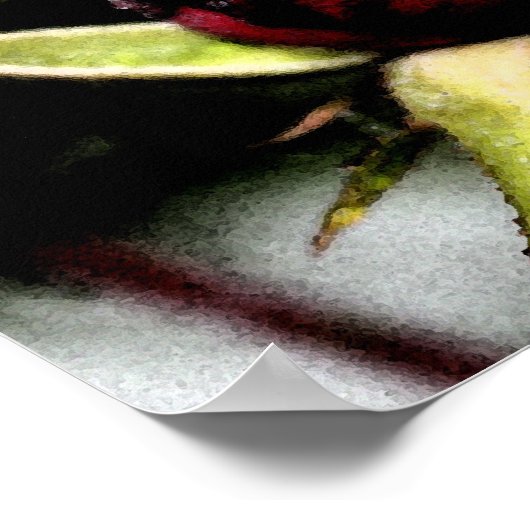 Poster roos Bud/afdrukken (Hoek)