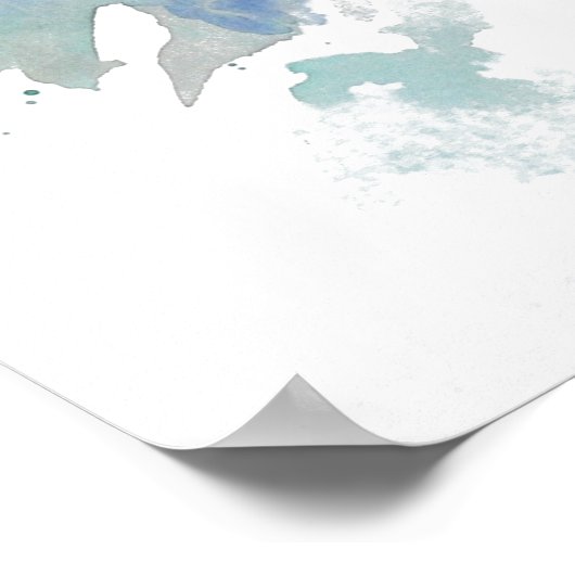 Poster roos en vlindervliegers Waterverf afdrukken (Hoek)