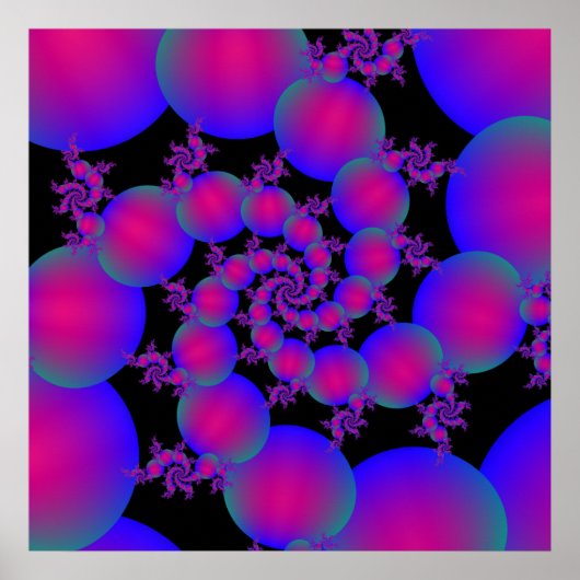 Poster Roze en Blauwe Spiral Bubbles (Voorkant)