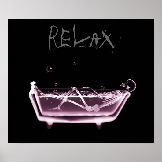 Poster - Roze relaxt X-Ray Skeleton Bath Time (Voorkant)