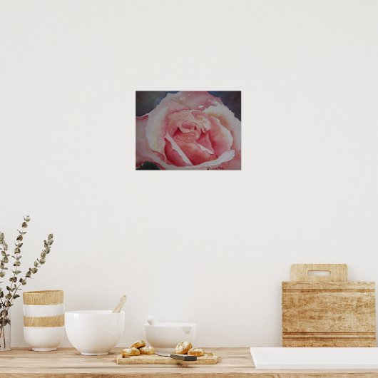 POSTER Roze Rose (Keuken)
