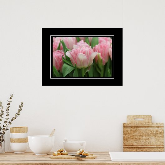 Poster roze tulpen (Keuken)