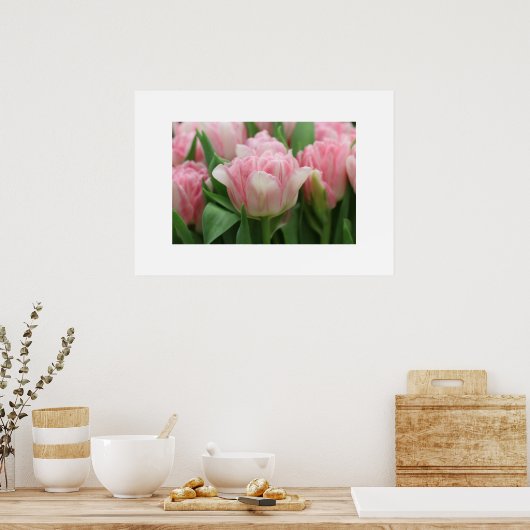 Poster roze tulpen (Keuken)