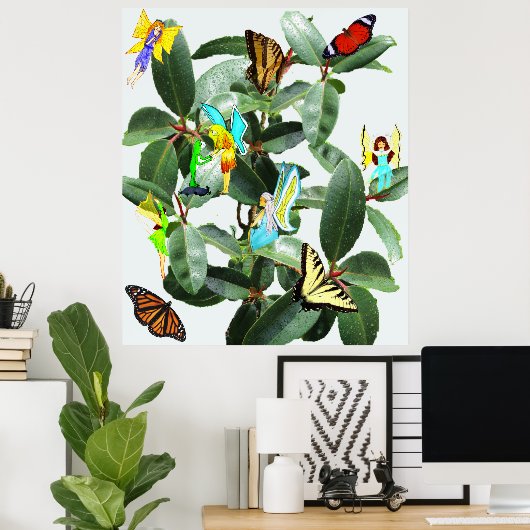 POSTER RUBBER TREE FAIRIES EN BUTTERFLIES (Thuiskantoor)