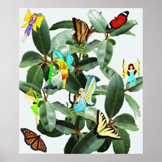 POSTER RUBBER TREE FAIRIES EN BUTTERFLIES (Voorkant)
