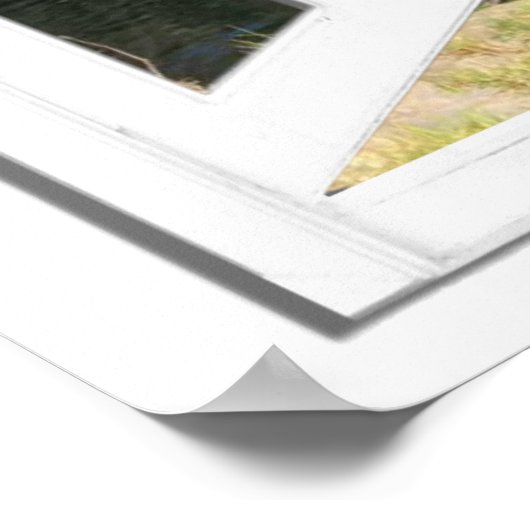 Poster Rustic Bridge-venster Uitzicht (Hoek)