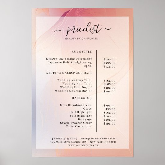 Poster Salon Price List (Voorkant)