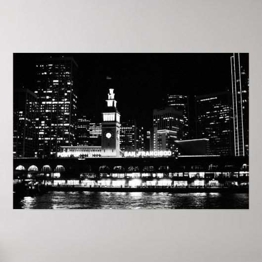Poster: San Francisco bij nachtkloktoren Poster (Voorkant)