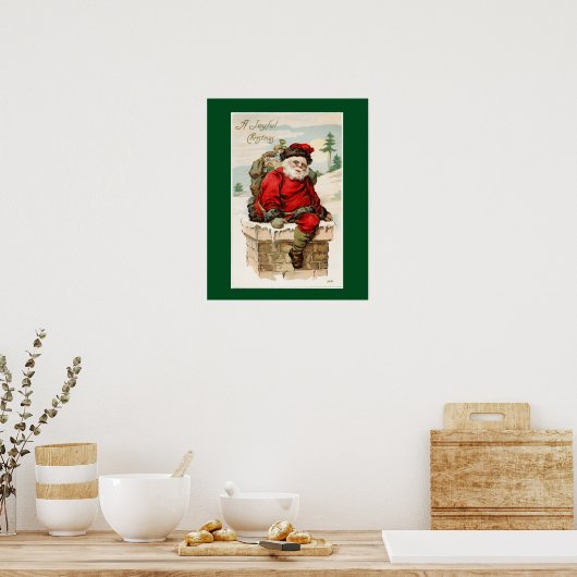 Poster Santa Claus Chimney Vintage Kerstmis (Keuken)