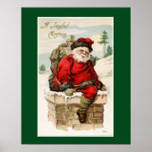 Poster Santa Claus Chimney Vintage Kerstmis (Voorkant)