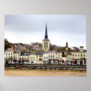 Poster Saumur River Bank Scene