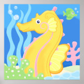 poster - schattig tropisch zee paard (Voorkant)