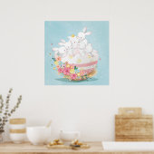 poster schattige baby bunnies (Keuken)