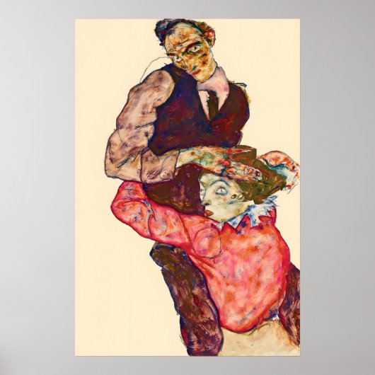 Poster Schilderij Egon Schiele Minnend Paar (Voorkant)