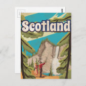 Poster Schotse Vintage Travel Briefkaart (Voorkant / Achterkant)