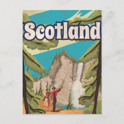 Poster Schotse Vintage Travel Briefkaart (Voorkant)