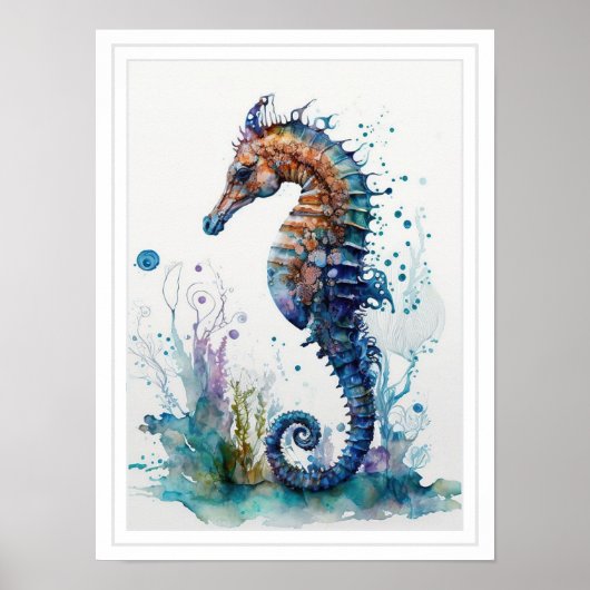 Poster - Seahorse Sealife Onder het Zee (Voorkant)